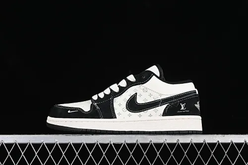 All categories Air Jordan Jordan series basketball shoes Air Jordan 1 Low high-end customized low-top sneakers Air Jordan 1 Low AJ1 Joe 1 LV joint-Dark Warrior high-end customized low-top basketball shoes SJ9950-007